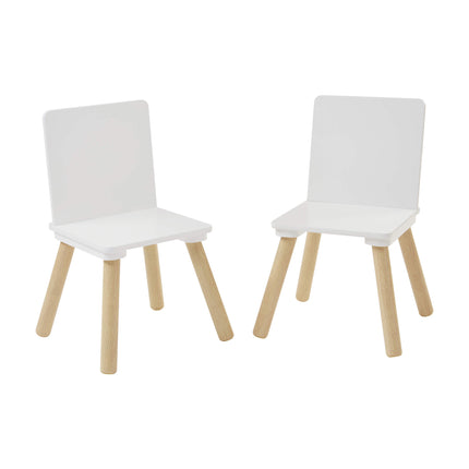 White & Pinewood Table & Chairs