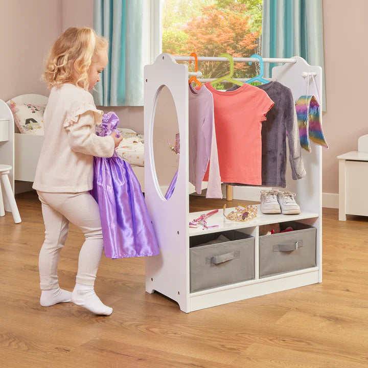 White Dressing Up Unit with Grey Boxes