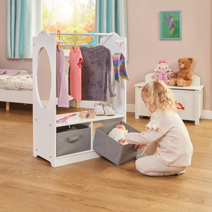 White Dressing Up Unit with Grey Boxes