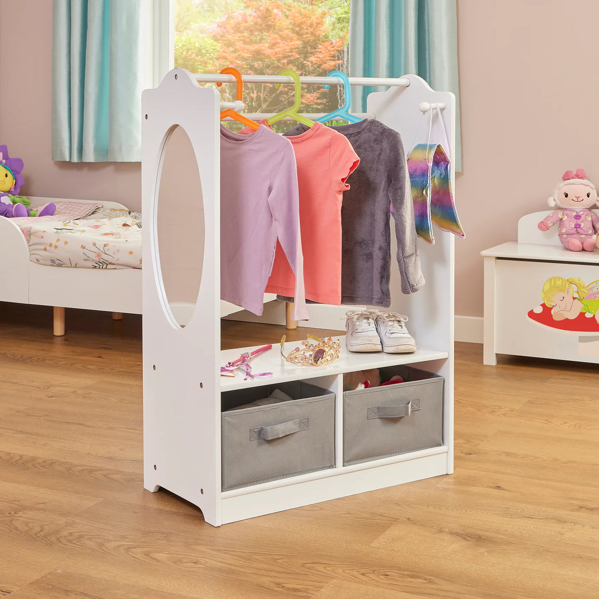 White Dressing Up Unit with Grey Boxes