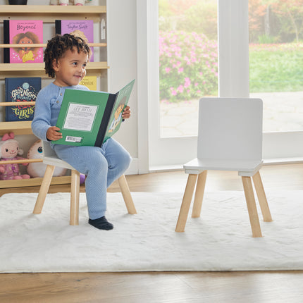 White & Pinewood Chairs - set of 2