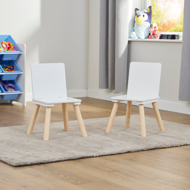 White & Pinewood Chairs - set of 2