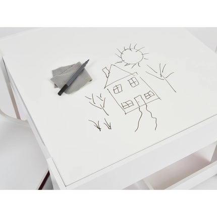 White Table and 2 Storage Chairs - Grey Bins