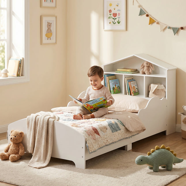 Toddler Bed with Bookcase