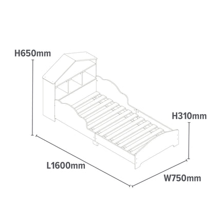 Toddler Bed with Bookcase