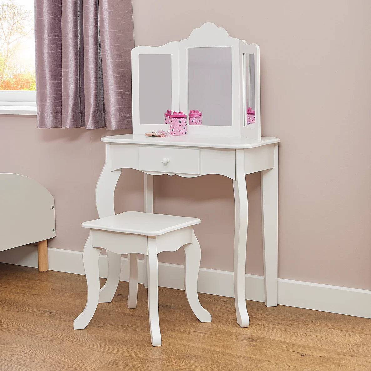 White Vanity Table & Stool