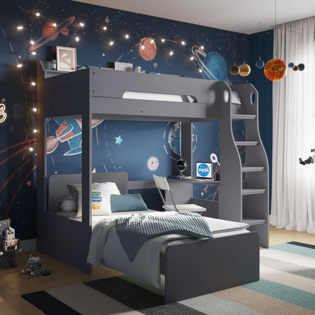Cosmic L Shaped Bunk Bed - Grey