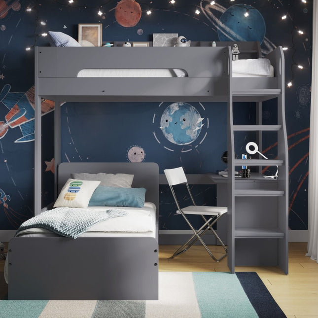 Cosmic L Shaped Bunk Bed - Grey