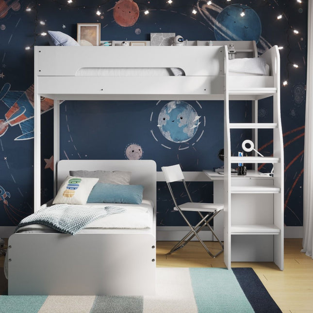 Cosmic L Shaped Bunk Bed - White