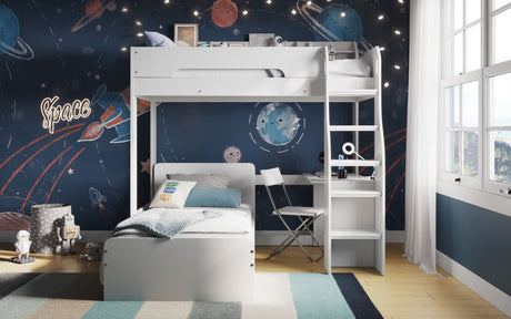 Cosmic L Shaped Bunk Bed - White