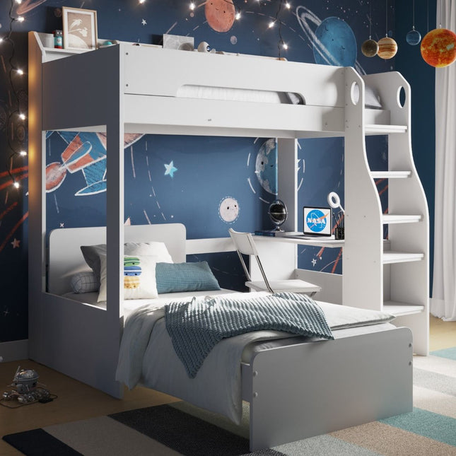Cosmic L Shaped Bunk Bed - White