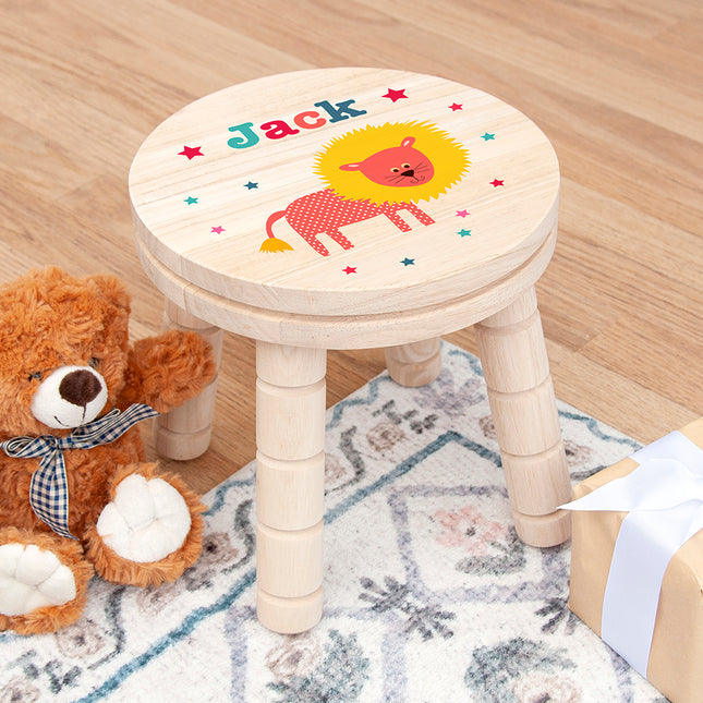 Lion Wooden Stool - Personalised
