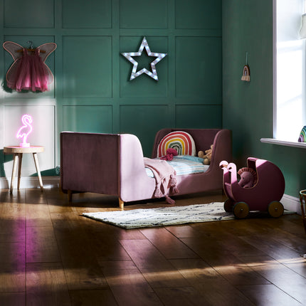 Lumi Velvet Toddler Bed - Pink