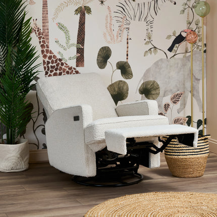 Madison Swivel Glider Recliner Electric Chair - Bouclé Style