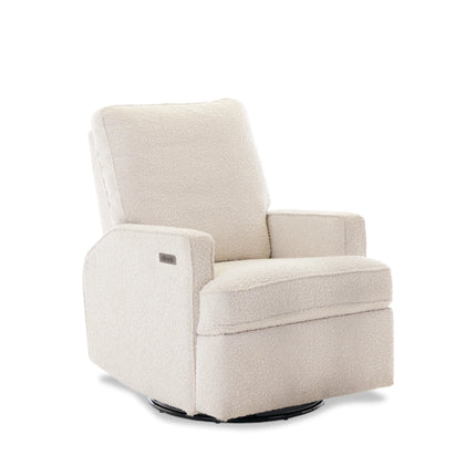 Madison Swivel Glider Recliner Electric Chair - Bouclé Style
