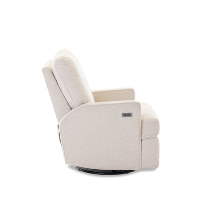 Madison Swivel Glider Recliner Electric Chair - Bouclé Style