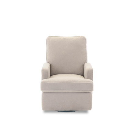 Madison Swivel Glider Recliner Electric Chair - Teddy Fabric - Ivory