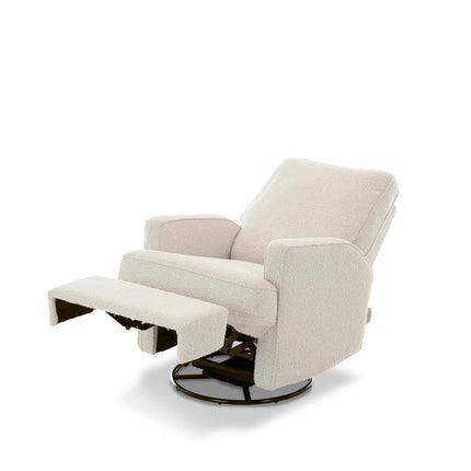 Madison Swivel Glider Recliner Electric Chair - Teddy Fabric - Ivory