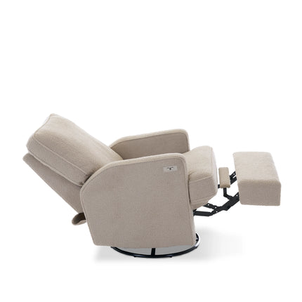 Madison Swivel Glider Recliner Electric Chair - Teddy Fabric - Truffle