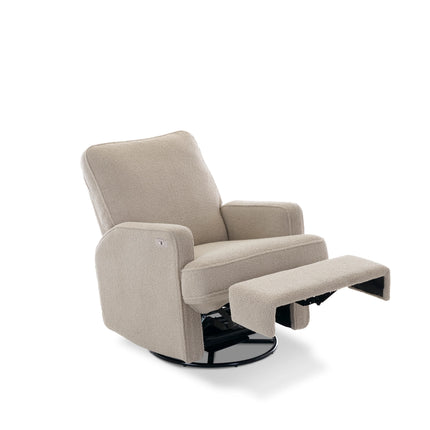 Madison Swivel Glider Recliner Electric Chair - Teddy Fabric - Truffle