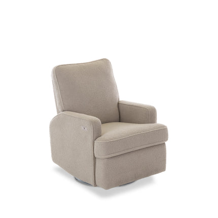 Madison Swivel Glider Recliner Electric Chair - Teddy Fabric - Truffle
