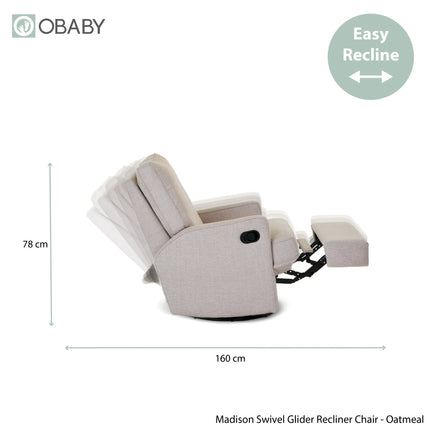 Madison Swivel Glider Recliner Chair - Oatmeal