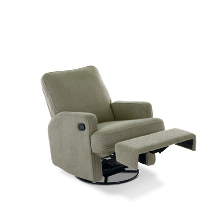 Madison Swivel Glider Recliner Chair - Teddy Fabric Olive