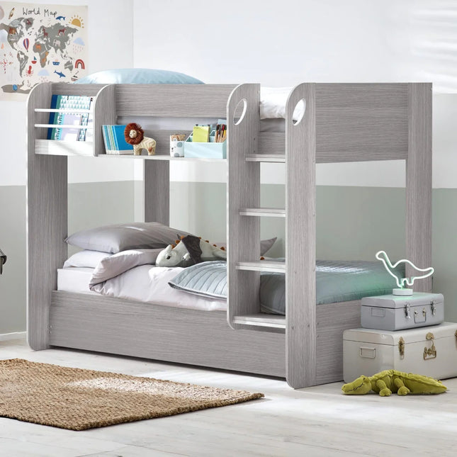 Mars Bunk Bed with Trundle - Grey Oak