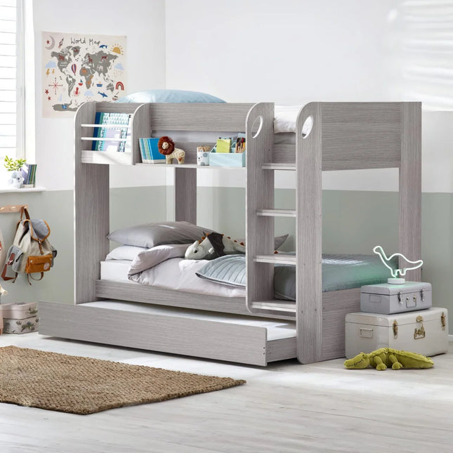 Mars Bunk Bed with Trundle - Grey Oak
