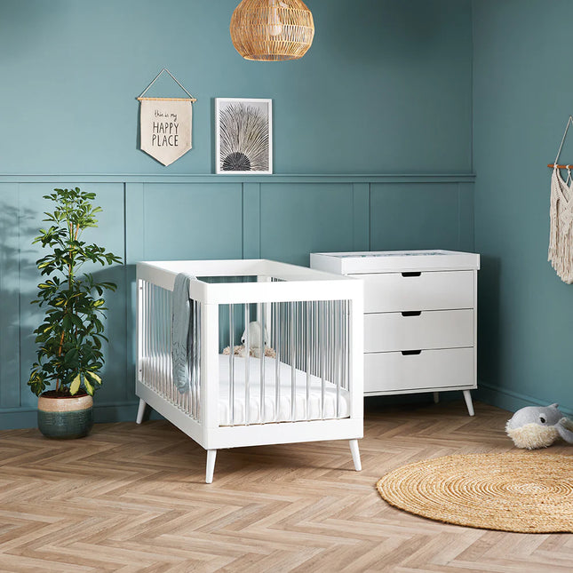 Maya 2 Piece Nursery Furniture Set - White with Acrylic