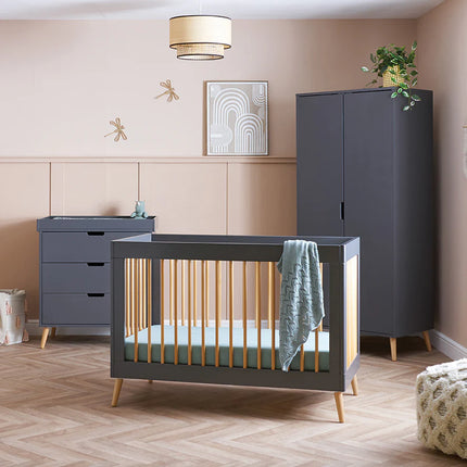 Maya Mini 3 Piece Nursery Furniture Set - Slate & Natural