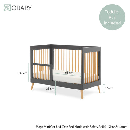 Maya Mini 3 Piece Nursery Furniture Set - Slate & Natural