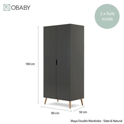 Maya Mini 3 Piece Nursery Furniture Set - Slate & Natural