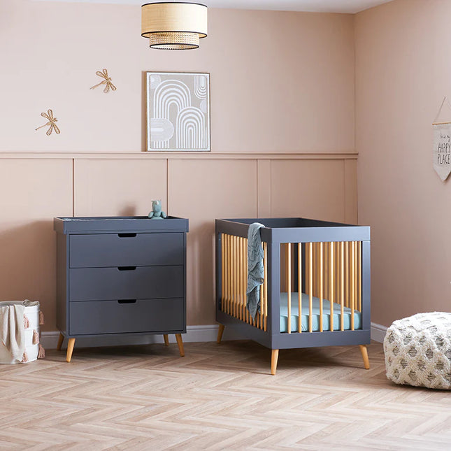 Maya Mini 2 Piece Nursery Furniture Set - Slate & Natural