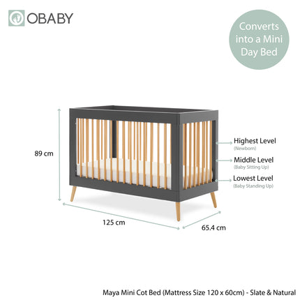 Maya Mini 2 Piece Nursery Furniture Set - Slate & Natural