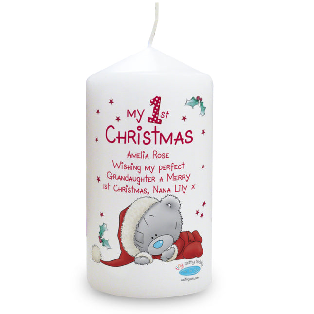 Tiny Tatty Teddy - My 1st Christmas Candle - Personalised