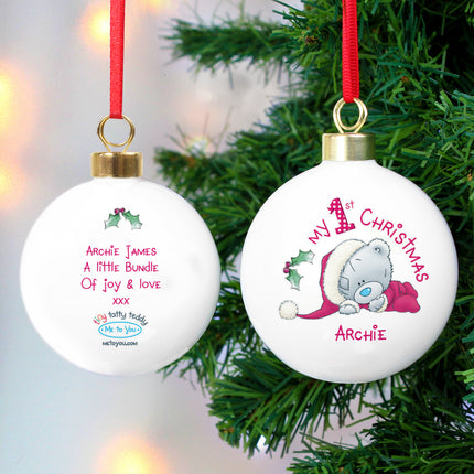Tiny Tatty Teddy - My 1st Christmas Bauble - Personalised