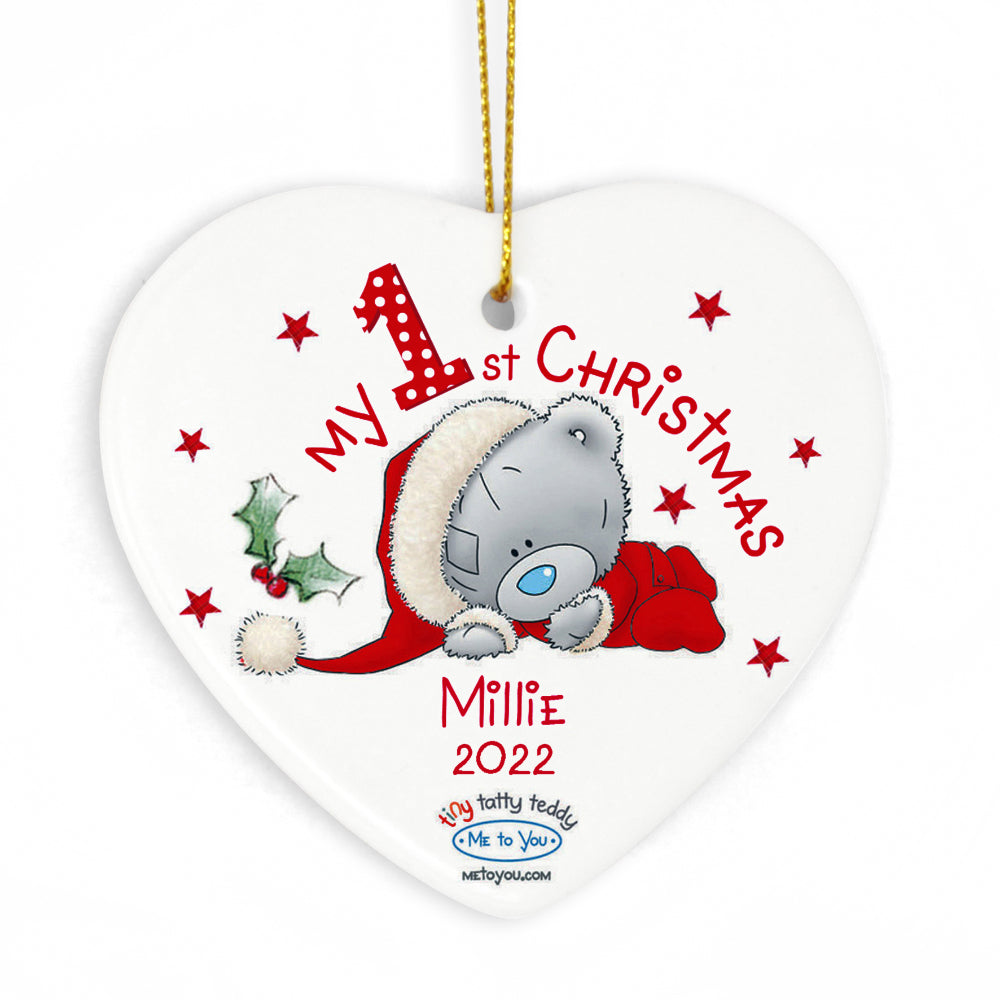 Me to You - Personalised My 1st Christmas Ceramic Heart Decoration