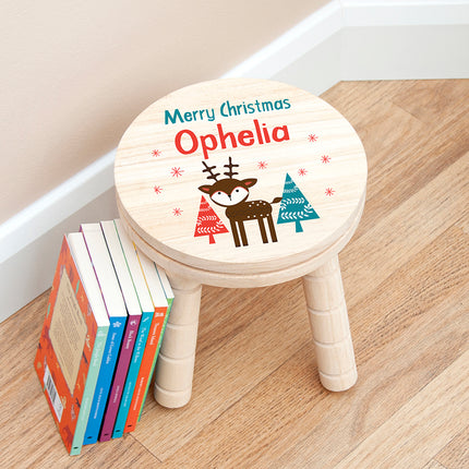 Reindeer Wooden Stool - Personalised