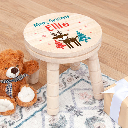 Reindeer Wooden Stool - Personalised
