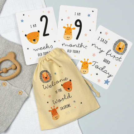 Personalised Baby Milestone Cards - Safari