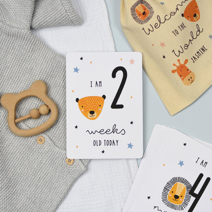 Personalised Baby Milestone Cards - Safari