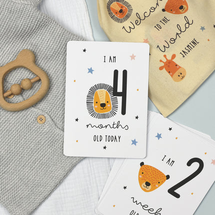 Personalised Baby Milestone Cards - Safari