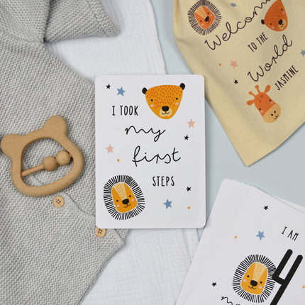 Personalised Baby Milestone Cards - Safari
