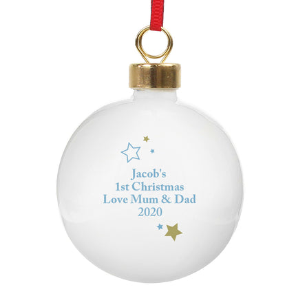 My 1st Christmas Bauble Blue & Glitter - Personalised