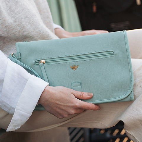 Nappy Clutch Changing Bag - Mint | Vegan Leather