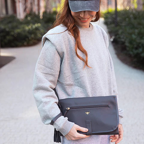 Nappy Clutch Changing Bag - Smoke Grey | Vegan Leather