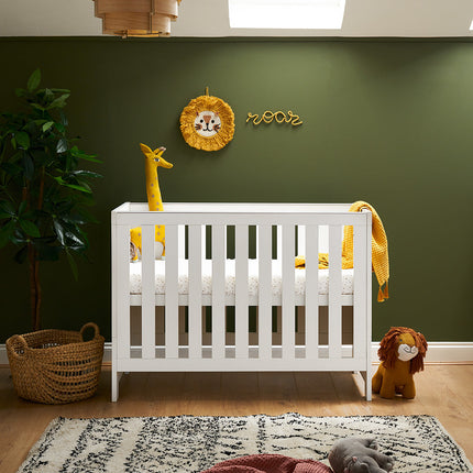 Nika Mini Cot Bed + Under Drawer - White Wash