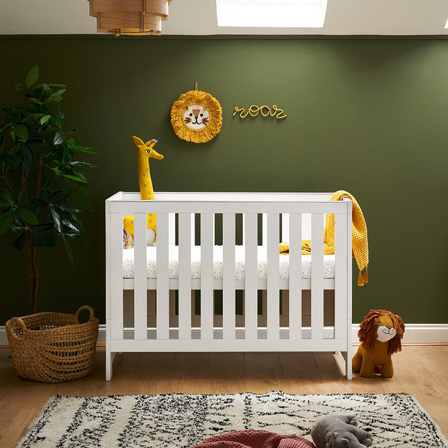 Nika Mini Cot Bed + Under Drawer - White Wash