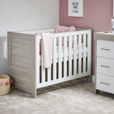 Nika Mini Cot Bed + Under Drawer - Grey Wash & White